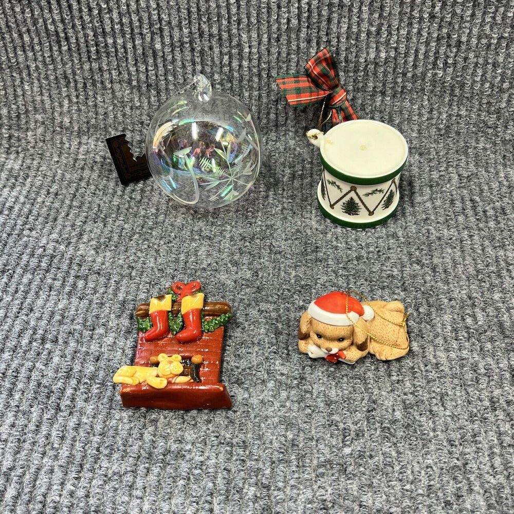 Christmas Ornaments‎ Bundle #4 SPODE Drum RUSS Dog Glass Ball Fireplace Dog READ